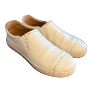 Brighton Sneakers In Love Embossed Women's Size 9.5 White Leather Slip On